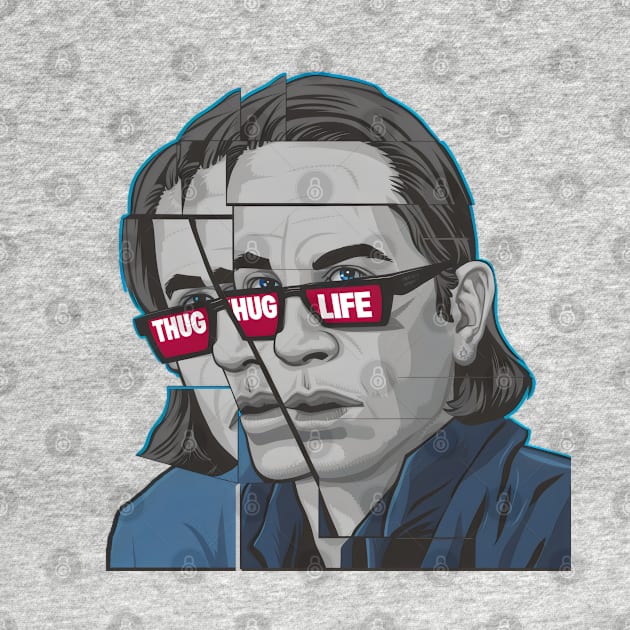 "Pixelated Thug Life Charlie Portrait" - Charlie Hip Hop Rapper Gangster by stickercuffs